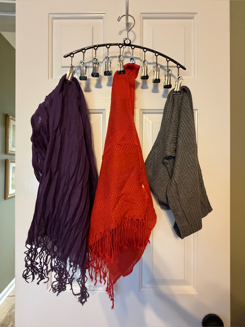 3 Scarf Set: Fall Colors Collection of Deep Plum, Rust Orange, Dusk Gray